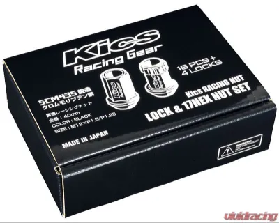 Project KICS Black 17Hex Racing Lock & Nut Set - 12x1.5 - KRN1BK