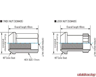 Project KICS Black 17Hex Racing Lock & Nut Set - 12x1.5 - KRN1BK
