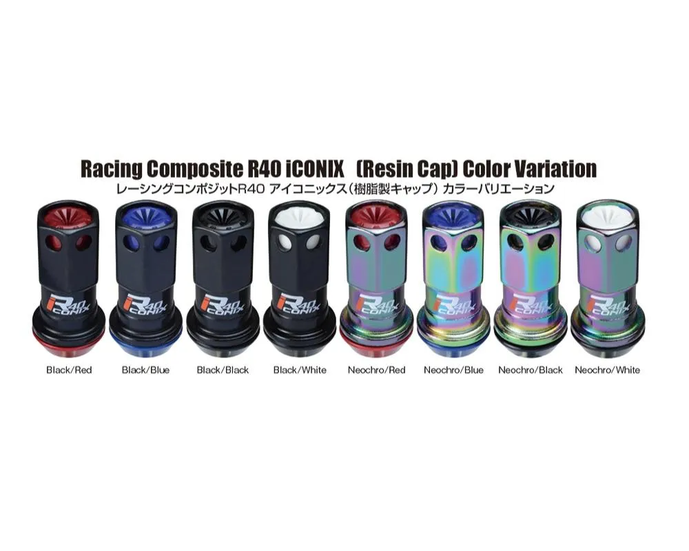 Project KICS Black/Red 1 Pc 12 x 1.50 R40 Iconix Lug Nut Replacement - ZRI1KR