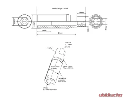 Project KICS 17 HEX Nut Double Protect Adapter - WPAD17