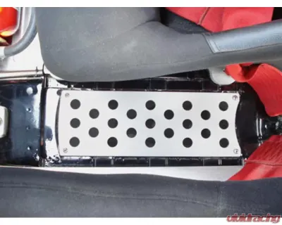 Rennline Aluminum E-Brake Block Off Plate Perforated Porsche 911 | 912 | 930 1965-1989 - I02-P     SILVER