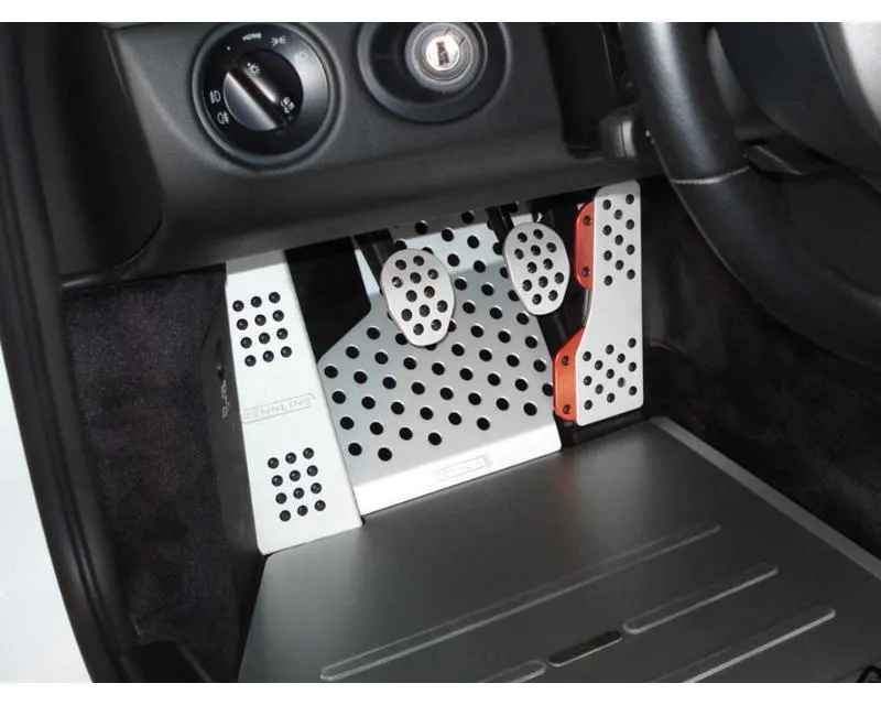 Rennline 4 Piece Rubber Grip Pedal Set w/ Dome Decal Crest Recess Porsche 996 | 986 | 997 | 987 | Cayman 1997-2012 - P71.60.59DSILVER