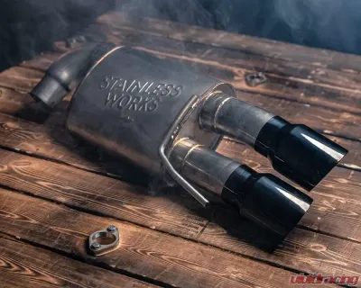 Stainless Works 3" Axleback Legend Factory Connect w/ Chrome Black Tip Finish Ford Mustang GT 2018-2021 - M18ABLB