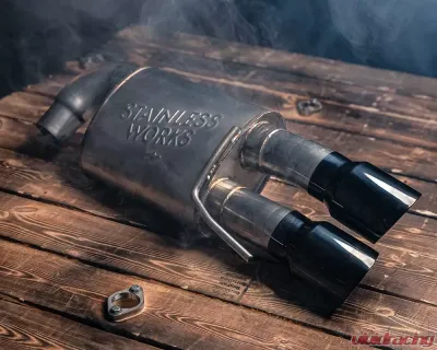 Stainless Works 3" Axleback Redline Factory Connect w/ Chrome Black Tip Finish Ford Mustang GT 2018-2021 - M18ABRB