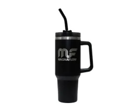 MagnaFlow 40oz Roadie Tumbler, Black Stainless Steel, Wide-Grip Handle, Soft-Touch Straw