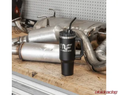 MagnaFlow 40oz Roadie Tumbler, Black Stainless Steel, Wide-Grip Handle, Soft-Touch Straw - 2747