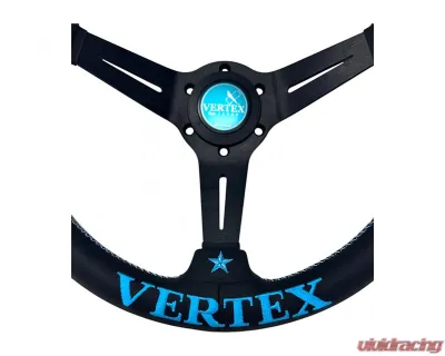 Vertex Vertea Blue 340x70mm Deep 6-Star Leather Steering Wheel - STW-6STR-BLU-LTR