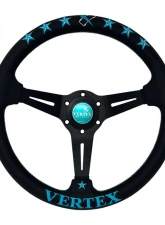 Vertex Vertea Blue 340x70mm Deep 6-Star Leather Steering Wheel                                     - STW-6STR-BLU-LTR - Image 7