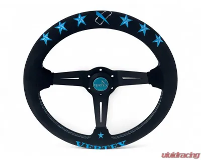 Vertex Vertea Blue 340x70mm Deep 6-Star Suede Steering Wheel - STW-6STR-BLU-SDE