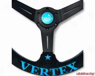 Vertex Vertea Blue 340x70mm Deep 6-Star Suede Steering Wheel - STW-6STR-BLU-SDE