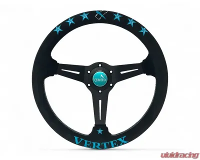 Vertex Vertea Blue 340x70mm Deep 6-Star Suede Steering Wheel - STW-6STR-BLU-SDE