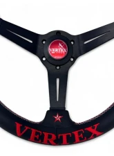 Vertex Red 340x70mm Deep 6-Star Leather Steering Wheel                                     - STW-6STR-RED-LTR - Image 2