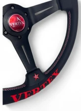 Vertex Red 340x70mm Deep 6-Star Leather Steering Wheel                                     - STW-6STR-RED-LTR - Image 4