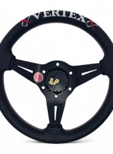 Vertex Red 340x70mm Deep 6-Star Leather Steering Wheel                                     - STW-6STR-RED-LTR - Image 5