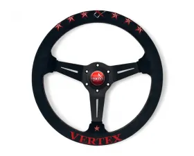 Vertex Red 340x70mm Deep 6-Star Suede Steering Wheel
