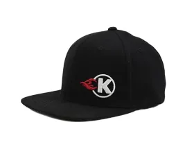 Kooks Kooks Black Flexfit K-Flame Logo Hat Flat Brim LG/XL