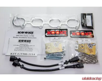Kooks 1 7/8" x 3.0" Stainless Steel Header w/1pr 12" Oxygen Sensor Extension Harness Ford Shelby GT500 5.4L / 5.8L 4V 2011-2014 - 11422400