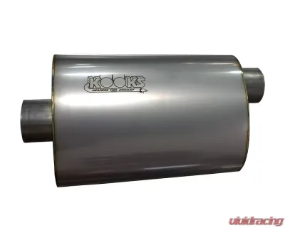 Kooks 2-1/2" Oval Center/Offset Muffler 12" Long Body. Stainless Steel. - MUF-009