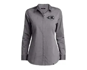 Kooks Large Women's Grey Button Down With Black K-Flame