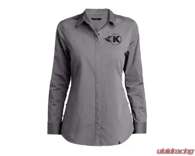 Kooks Large Women's Grey Button Down With Black K-Flame - TS-100655-02