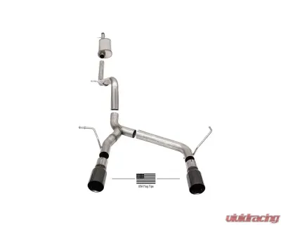 Corsa Performance 2.75" Catback Exhaust Dual Rear Exit w/ Single 4.0" Black American Flag Tips Jeep Wrangler JLU 3.6L 2018-2021 - 21124BLKUSA
