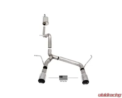 Corsa Performance 2.75" Catback Exhaust Dual Rear Exit w/ Single 4.0" American Flag Tips Jeep Wrangler JLU 3.6L 2018-2021 - 21124USA