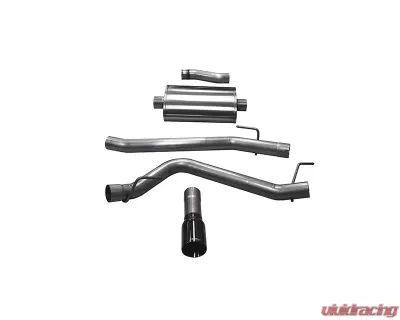 Corsa 3.0" Catback Single Side Exit Single 4.0" Black PVD Straight-Cut Tips USA Flag Etch Jeep Gladiator 2020-2022 - 21060BLKUSA