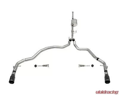 Corsa 3.0" Sport Dual Rear Catback Exhaust w/ Black Tips Ford F-150 SuperCrew 157.2 Wheelbase 2021-2022 - 21170BLK