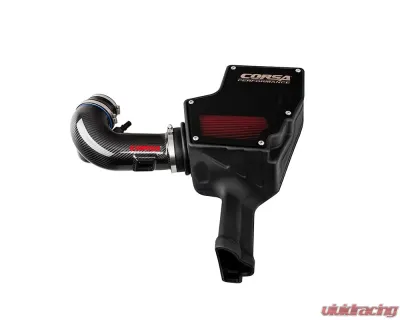 Corsa Black Carbon Fiber Closed Box Air Intake w/ DryTech 3D No Oil Ford Mustang GT 5.0L V8 2018-2023 - 44007D