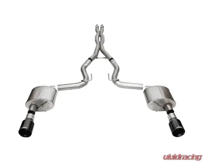 Corsa 3" Xtreme Catback w/ 4.5" Black PVD Straight Cut Flat Tips Ford Mustang GT Coupe 2024 - 21251BLK