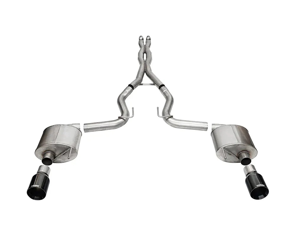 Corsa 3" Sport Catback w/ 4.5" Black PVD Straight Cut Flat Tips Ford Mustang GT Coupe 2024 - 21255BLK