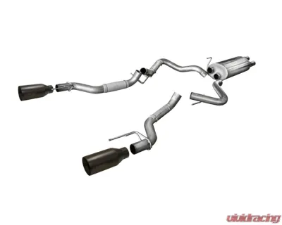 CORSA Sport 3.0" Catback Exhaust Dual Rear Exit w/ Single 5.0" Black Powder Coat Straight Cut Tips Ford Raptor 2017+ - 14397BPC