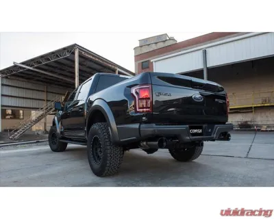 CORSA Sport 3.0" Catback Exhaust Dual Rear Exit w/ Single 5.0" Black Powder Coat Straight Cut Tips Ford Raptor 2017+ - 14397BPC