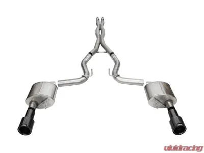 Corsa Sport 3.0" Dual Rear Exit Catback Exhaust System w/ 4.5" Black PVD Straight Cut Carbon Fiber Tips Ford Mustang GT 2024 - 21255CFBLK