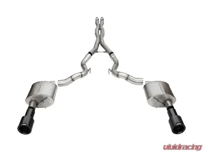 Corsa Xtreme 3.0" Dual Rear Exit Catback Exhaust System w/ 4.5" Black PVD Straight Cut Carbon Fiber Tips Ford Mustang GT 2024 - 21271CFBLK