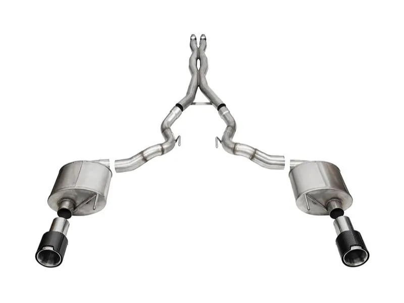 Corsa 3.0" Dual Rear Exit Catback Exhaust System w/ 4.5" Polished Straight Cut Carbon Fiber Tips Ford Mustang GT 2024 - 21275CF