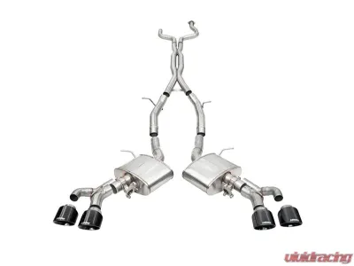 Corsa 3" Catback Exhaust Double X-Pipe w/ Dual Mode Active Exhaust Dual Rear Exit w/ Twin 4.5" Black PVD Pro Series Tips Cadillac CT4 V Blackwing 2022-2025 - 21317BLK