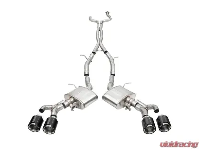 Corsa 3" Catback Exhaust Double X-Pipe w/ Dual Mode Active Exhaust Dual Rear Exit w/ Twin 4.5" Polished Carbon Tips Cadillac CT4 V Blackwing 2022-2025 - 21317CF