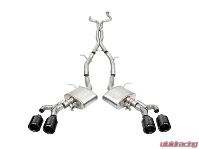 Corsa 3" Catback Exhaust Double X-Pipe w/ Dual Mode Active Exhaust Dual Rear Exit w/ Twin 4.5" Black PVD Carbon Tips Cadillac CT4 V Blackwing 2022-2025 - 21317CFBLK
