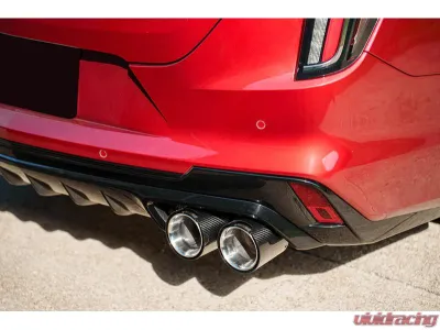 Corsa 3" Catback Exhaust Double X-Pipe w/ Dual Mode Active Exhaust Dual Rear Exit w/ Twin 4.5" Polished Carbon Tips Cadillac CT4 V Blackwing 2022-2025 - 21317CF