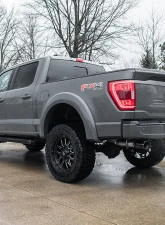 Corsa Performance 3.0" Dual Rear Exit Cat-Back Exhaust System w/Flat Cut 4.0" Dual Wall Black Tips Sport Sound Level: 21-25 Ford F-150 141" Wheel Base                                     - 21155BLK - Image 2