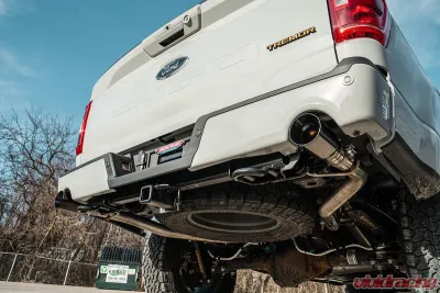 Corsa Performance 3.0" to 2.75" Dual Rear Exit Cat-Back Exhaust System w/4.0" Black PVD Straight Cut Tips Xtreme Sound Level: 22-25 Ford F-150 Tremor 145" Wheel Base - 21183BLK