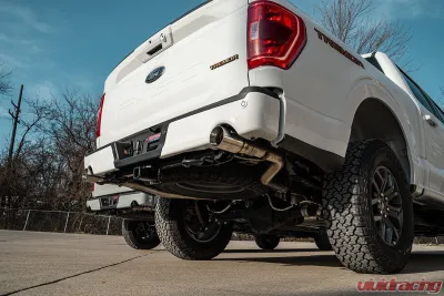 Corsa Performance 3.0" to 2.75" Dual Rear Exit Cat-Back Exhaust System w/4.0" Black PVD Straight Cut Tips Xtreme Sound Level: 22-25 Ford F-150 Tremor 145" Wheel Base - 21183BLK