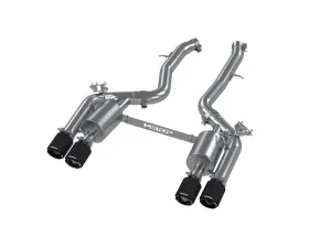 MBRP T304 Stainless Steel 3 Inch Resonator-Back Dual Rear Quad Outlet with Carbon Fiber Tips Active Profile BMW M2 Competition 3.0L Armor Pro 2018-2022