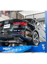 MBRP 3-Inch Catback Exhaust System Quad Split Center Rear Exit Carbon Fiber Tips Audi S3 2015-2020                                     - S46043CF - Image 2