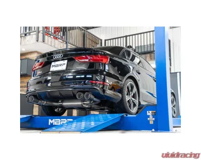 MBRP 3-Inch Catback Exhaust System Quad Split Center Rear Exit Carbon Fiber Tips Audi S3 2015-2020 - S46043CF