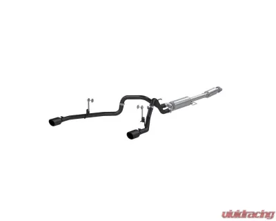 MBRP Black Coated Aluminized Steel 3" Catback 2.5" Dual Split Rear Exhaust System Ford F-150 2021-2025 - S5215BLK