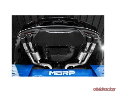 MBRP 3" T304 Stainless Steel Cat-Back Quad Split Rear w/ Carbon Fiber Tips Ford Mustang GT 5.0L 2024+ - S72553CF