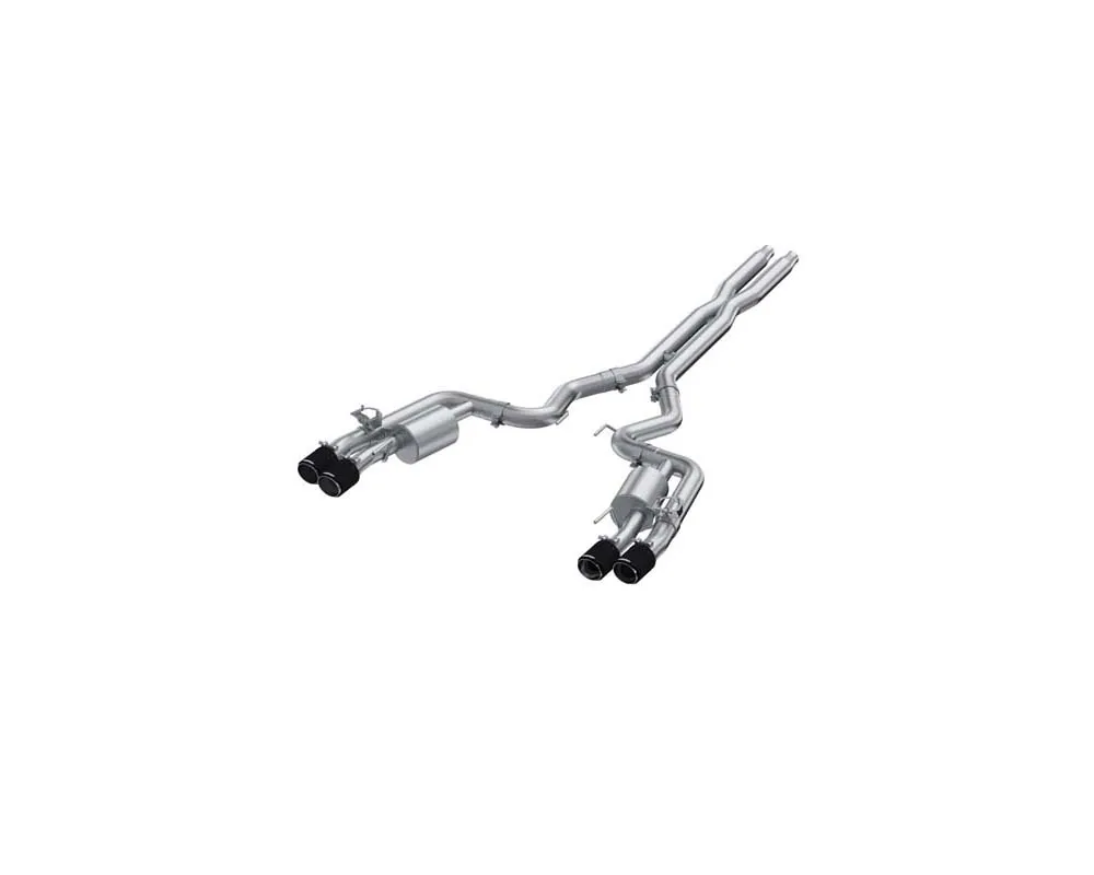 MBRP 3" T304 Stainless Steel Cat-Back Quad Split Rear w/ Carbon Fiber Tips Ford Mustang GT 5.0L 2024+ - S72553CF