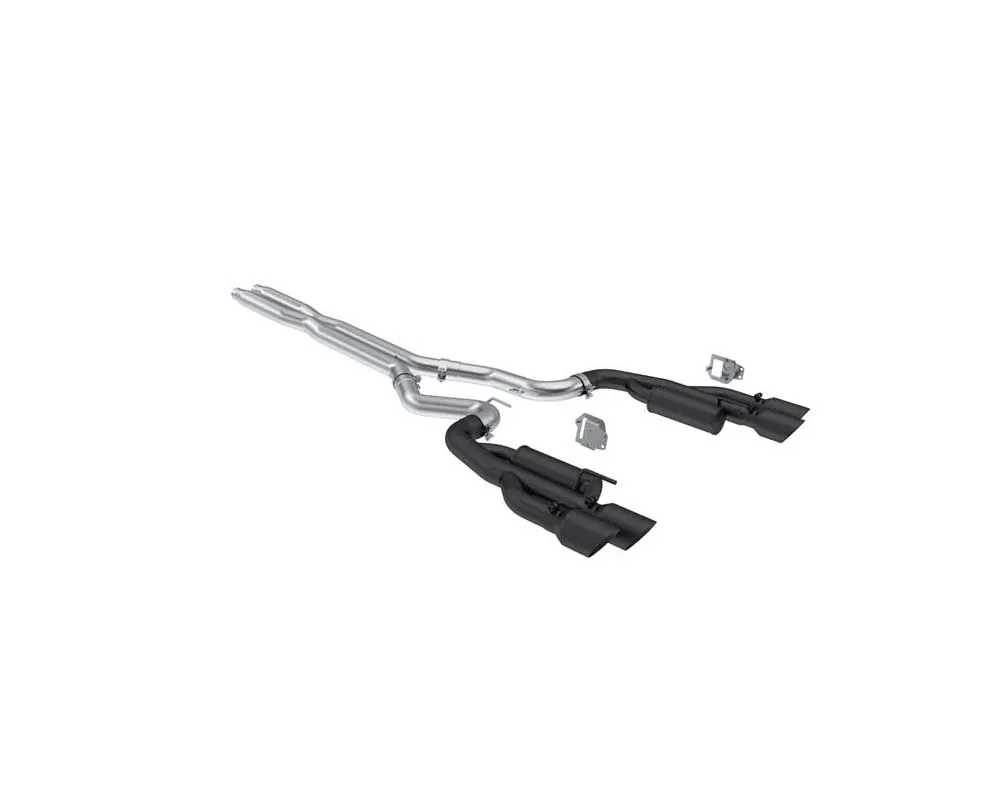 MBRP 3" Black-Coated Aluminized Steel Cat-Back Dual Split Rear w/ Quad Black Tips Valve Delete Race Profile Ford Mustang 5.0L 2024+ - S7282BLK
